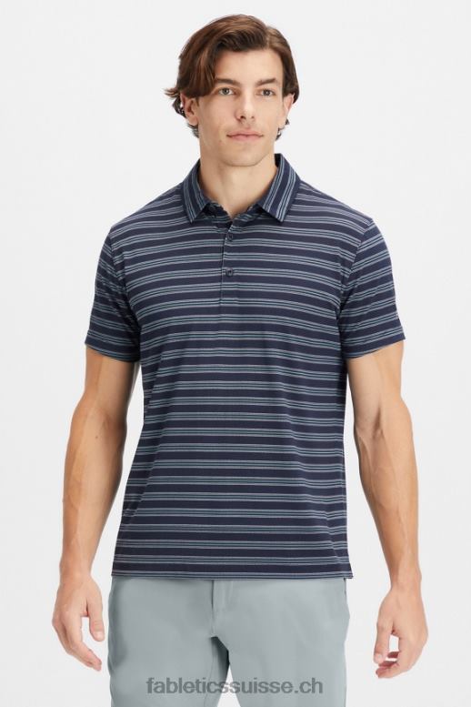 Hommes le polo 24-7 172 B0B6R3433 rayure secrète bleu marine classique Fabletics