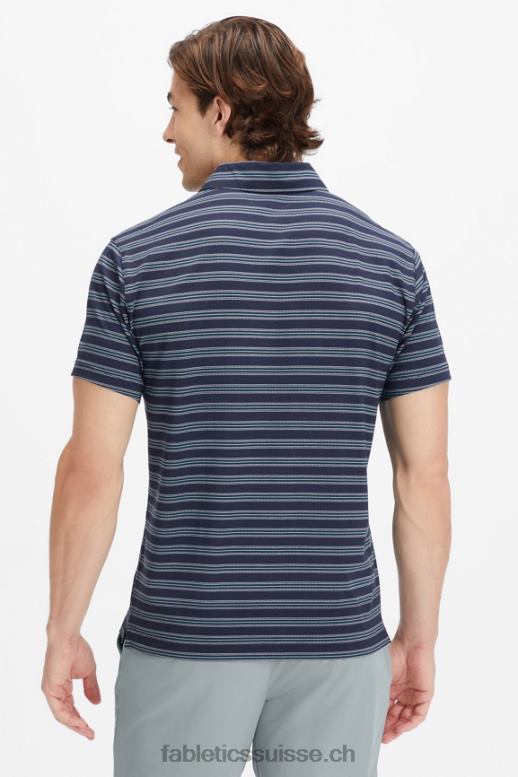 Hommes le polo 24-7 172 B0B6R3433 rayure secrète bleu marine classique Fabletics