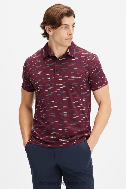 Hommes le polo 24-7 173 B0B6R3436 merlot finement rayé Fabletics