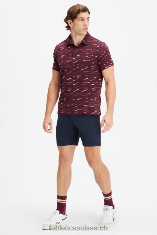 Hommes le polo 24-7 173 B0B6R3436 merlot finement rayé Fabletics