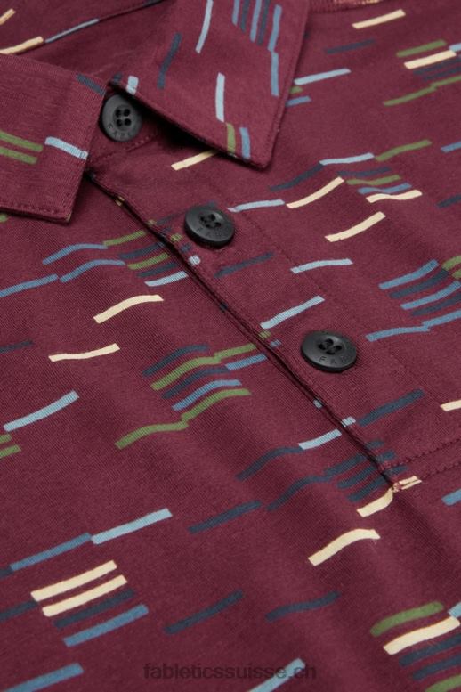 Hommes le polo 24-7 173 B0B6R3436 merlot finement rayé Fabletics
