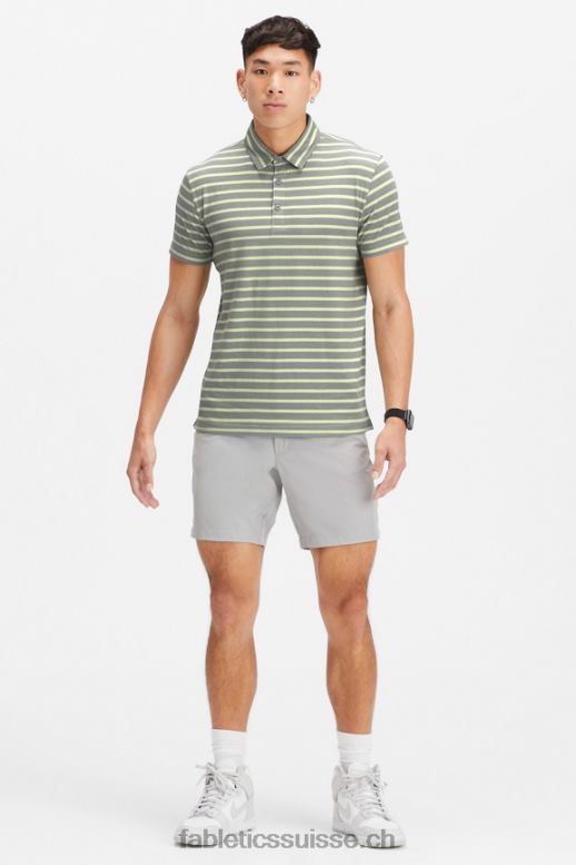 Hommes le polo 24-7 173 B0B6R3437 rayure d\'ombre de chaux délavée Fabletics
