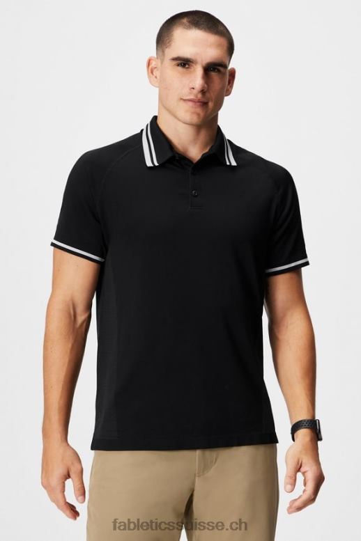 Hommes le polo à pointe de la journée d'entraînement B0B6R3441 pointe noire Fabletics