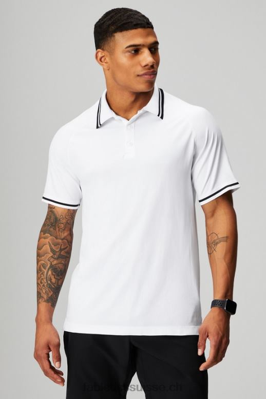 Hommes le polo à pointe de la journée d'entraînement B0B6R3444 pointe blanche/noire Fabletics