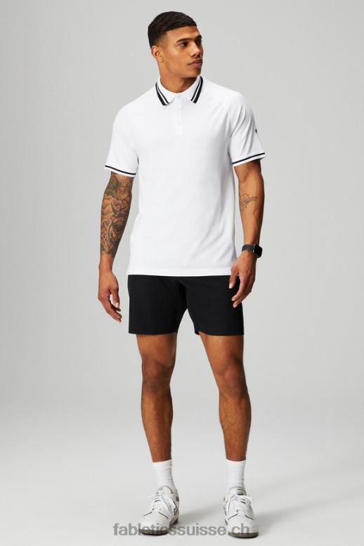 Hommes le polo à pointe de la journée d\'entraînement B0B6R3444 pointe blanche/noire Fabletics