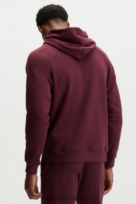 Hommes le sweat à capuche d\'après-match B0B6R3725 logo rapide brillant merlot Fabletics