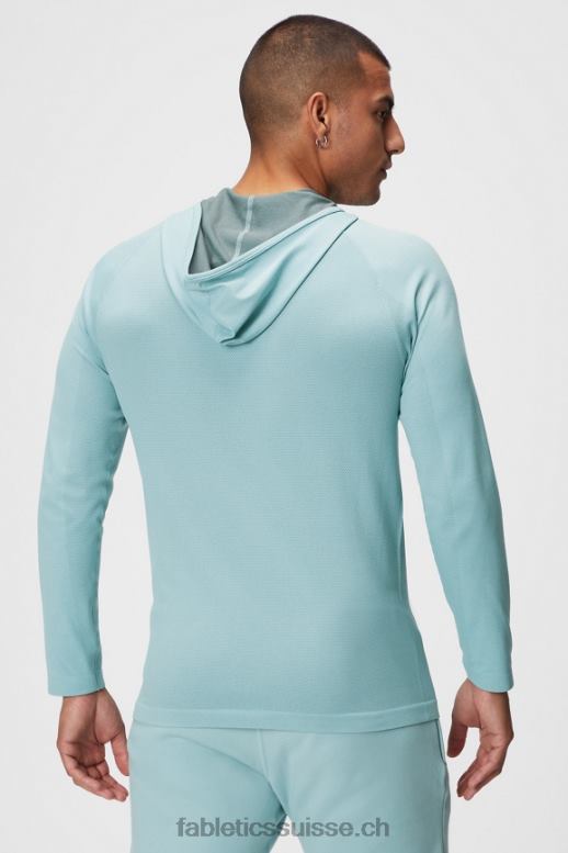 Hommes le sweat à capuche de la journée d\'entraînement B0B6R3621 hydrow bleu clair Fabletics
