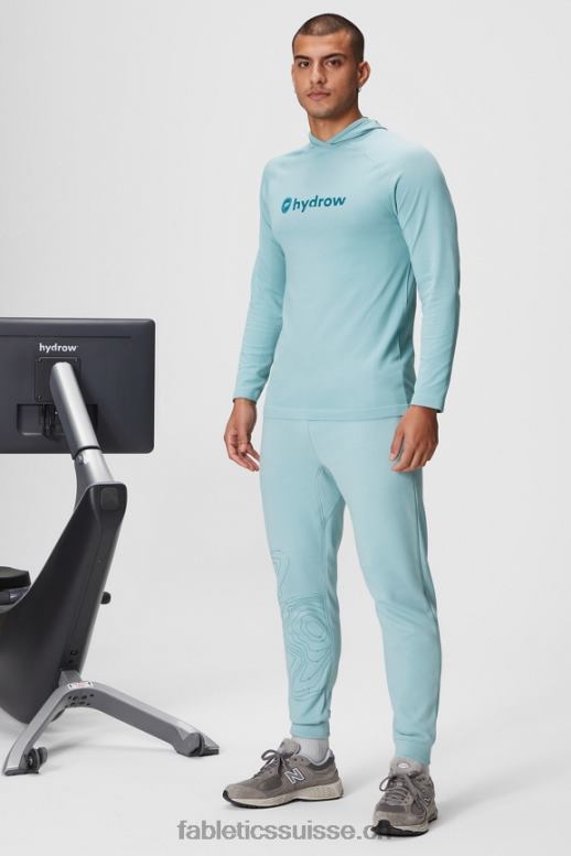 Hommes le sweat à capuche de la journée d\'entraînement B0B6R3621 hydrow bleu clair Fabletics