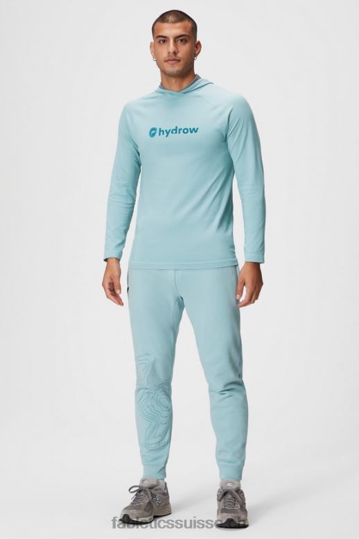 Hommes le sweat à capuche de la journée d\'entraînement B0B6R3621 hydrow bleu clair Fabletics