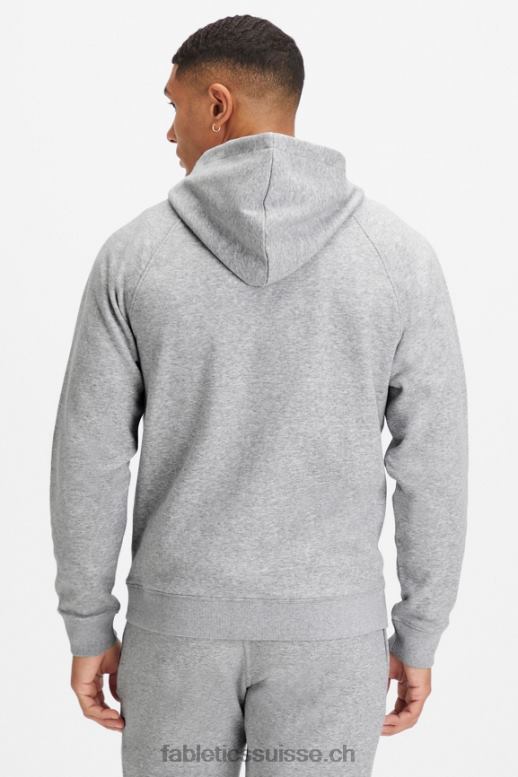 Hommes le sweat à capuche entièrement zippé B0B6R3706 gris chiné classique Fabletics