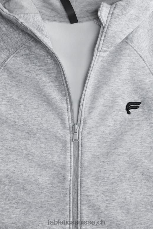 Hommes le sweat à capuche entièrement zippé B0B6R3706 gris chiné classique Fabletics