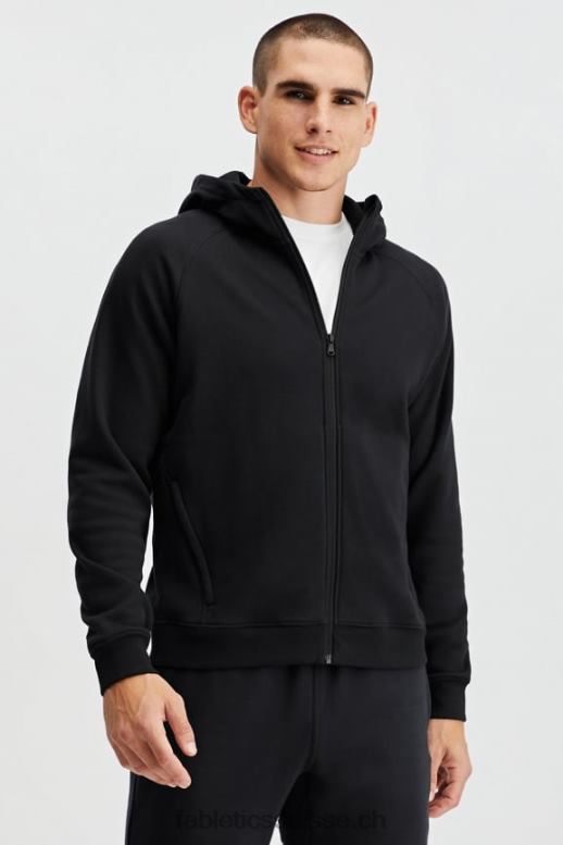 Hommes le sweat à capuche entièrement zippé B0B6R3707 noir Fabletics