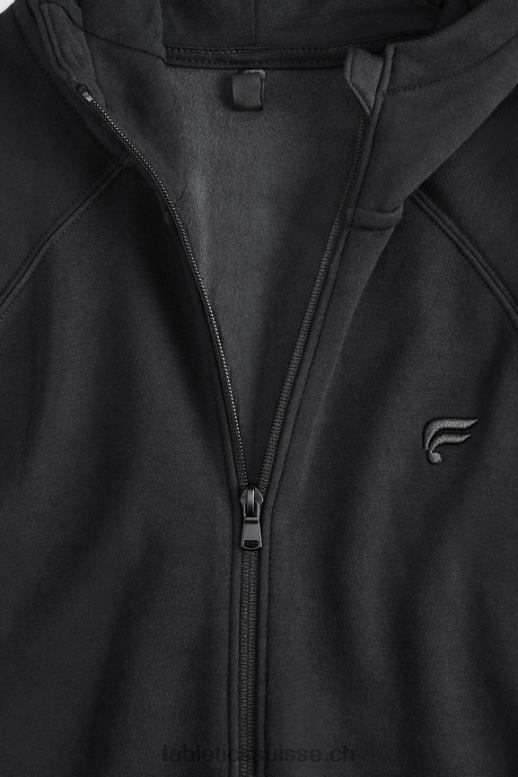Hommes le sweat à capuche entièrement zippé B0B6R3707 noir Fabletics