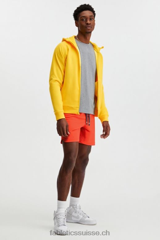 Hommes le sweat à capuche entièrement zippé B0B6R3708 jaune vintage Fabletics