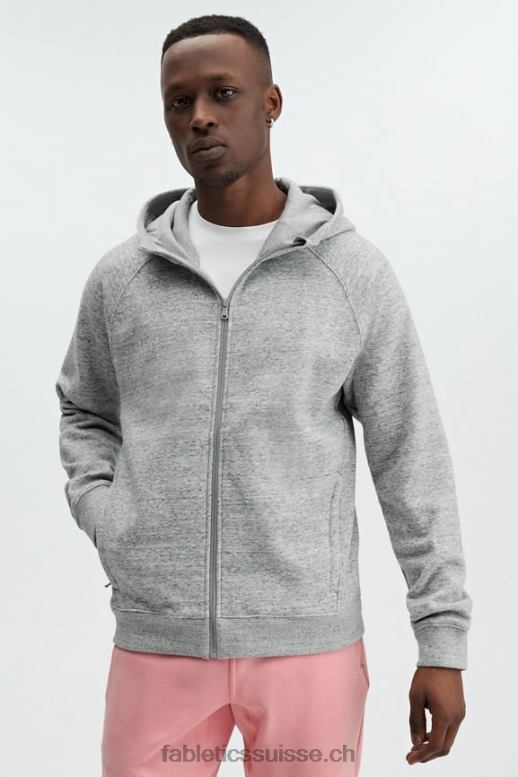 Hommes le sweat à capuche entièrement zippé B0B6R3709 htr gris moyen Fabletics