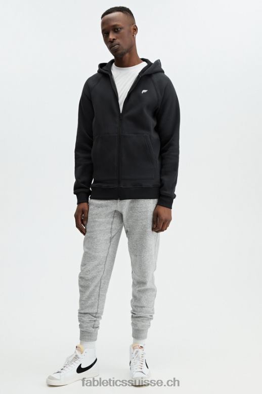 Hommes le sweat à capuche entièrement zippé d\'après-match B0B6R3719 noir Fabletics