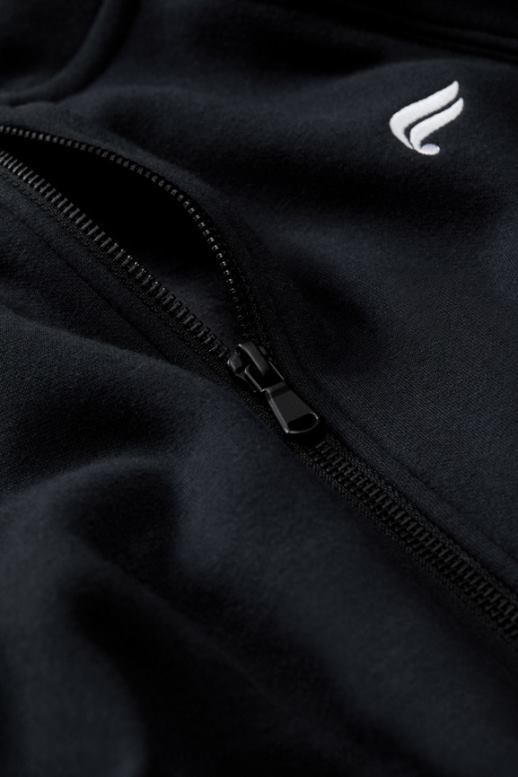 Hommes le sweat à capuche entièrement zippé d\'après-match B0B6R3719 noir Fabletics
