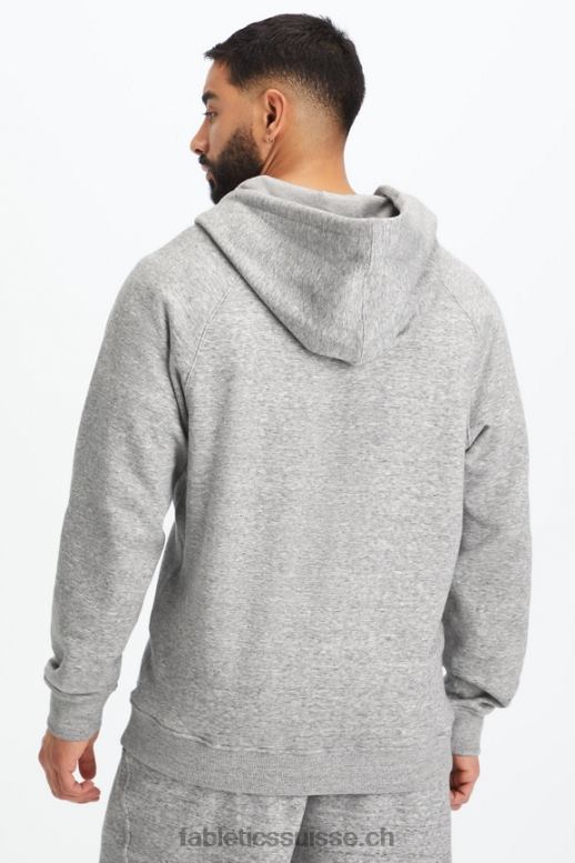 Hommes le sweat à capuche entièrement zippé d\'après-match B0B6R3720 gris chiné Fabletics