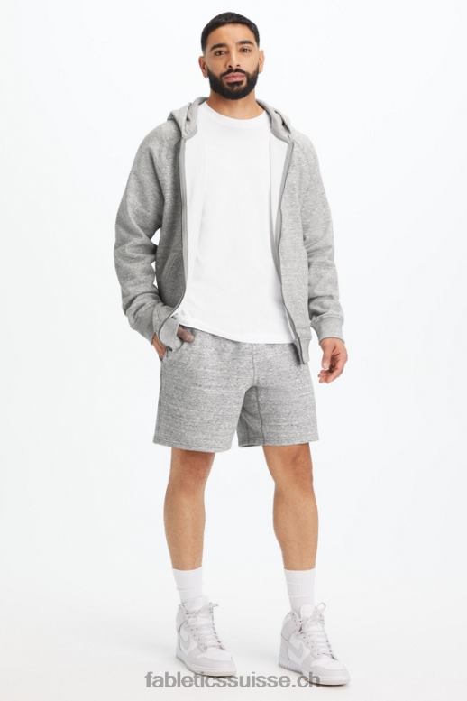 Hommes le sweat à capuche entièrement zippé d\'après-match B0B6R3720 gris chiné Fabletics