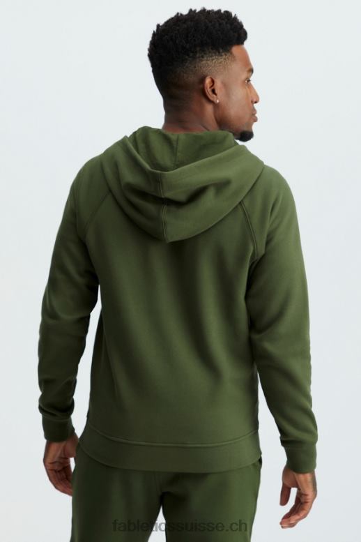 Hommes le sweat à capuche entièrement zippé d\'après-match B0B6R3721 olive verte Fabletics