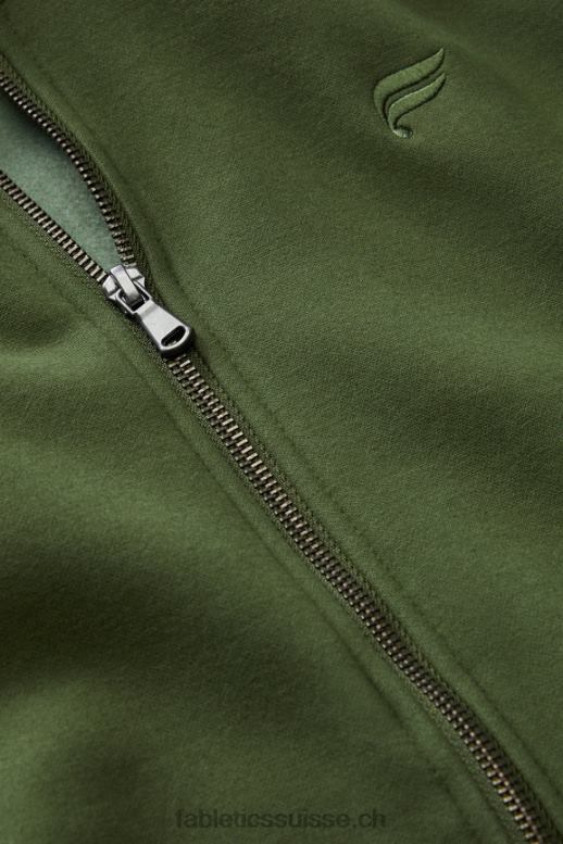 Hommes le sweat à capuche entièrement zippé d\'après-match B0B6R3721 olive verte Fabletics