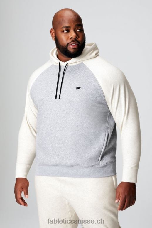 Hommes le sweat à capuche incontournable 190 B0B6R3675 gris classique chiné/os Fabletics