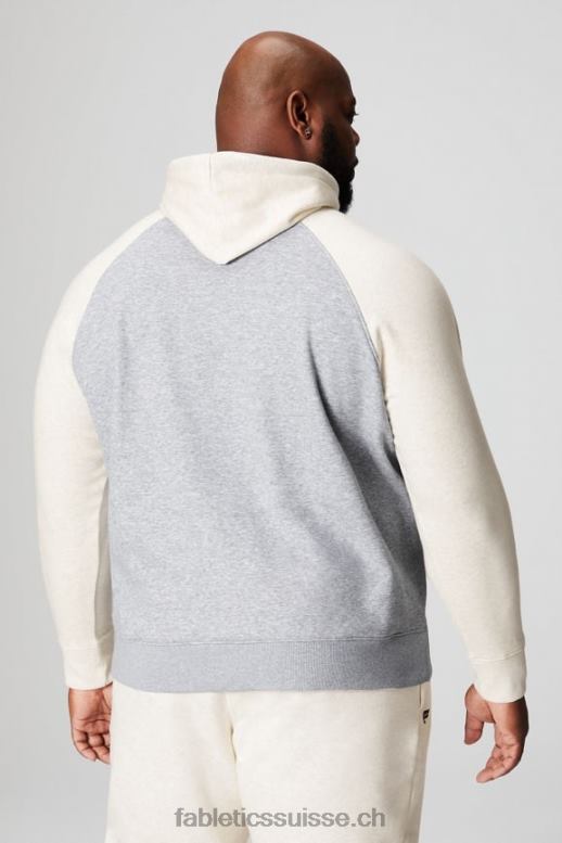 Hommes le sweat à capuche incontournable 190 B0B6R3675 gris classique chiné/os Fabletics