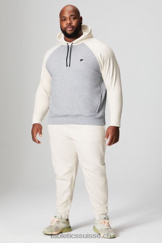 Hommes le sweat à capuche incontournable 190 B0B6R3675 gris classique chiné/os Fabletics
