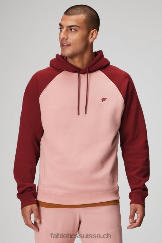Hommes le sweat à capuche incontournable 191 B0B6R3678 rose ardoise/rouge adrénaline Fabletics