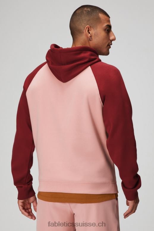 Hommes le sweat à capuche incontournable 191 B0B6R3678 rose ardoise/rouge adrénaline Fabletics