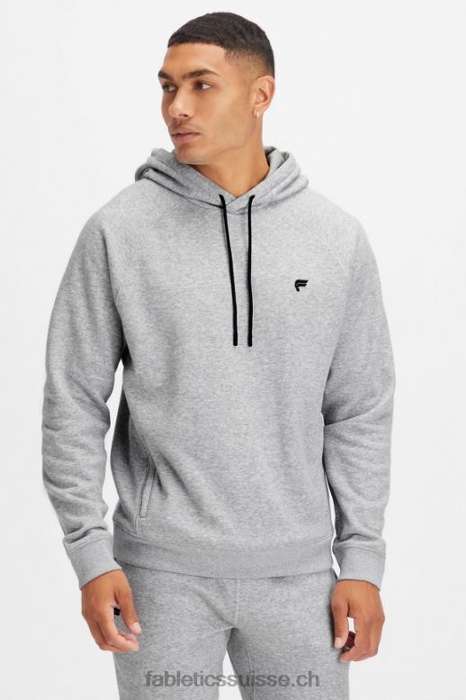 Hommes le sweat à capuche incontournable 192 B0B6R3685 gris chiné classique Fabletics