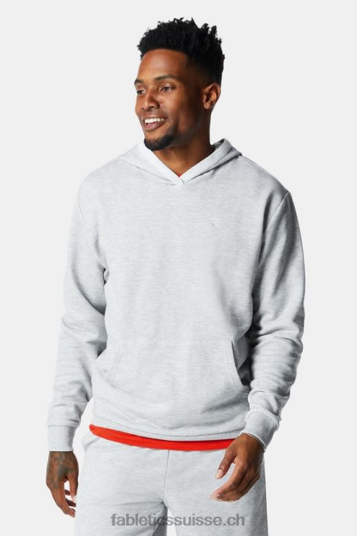 Hommes le sweat à capuche léger incontournable B0B6R3657 gris clair chiné Fabletics