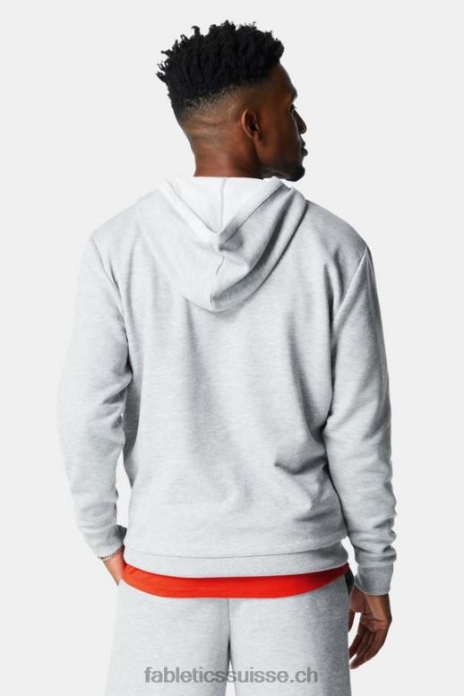 Hommes le sweat à capuche léger incontournable B0B6R3657 gris clair chiné Fabletics