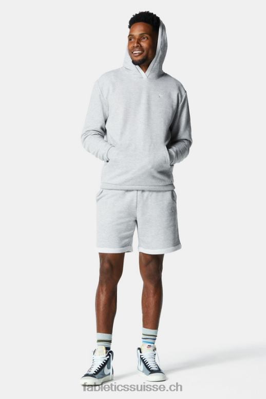 Hommes le sweat à capuche léger incontournable B0B6R3657 gris clair chiné Fabletics