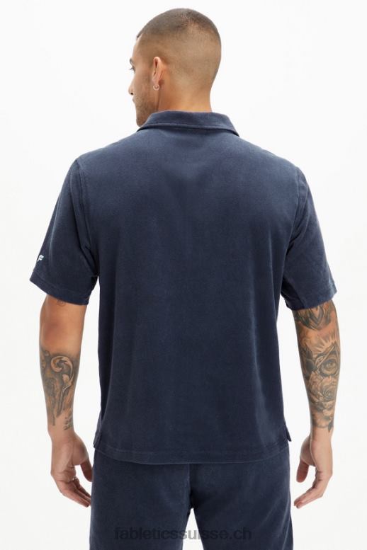 Hommes l\'île boutonnée en éponge B0B6R3557 marine classique Fabletics