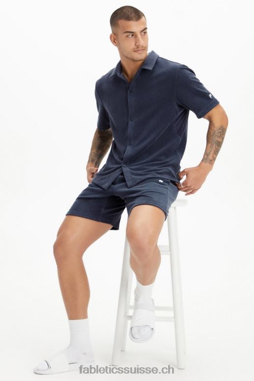 Hommes l\'île boutonnée en éponge B0B6R3557 marine classique Fabletics