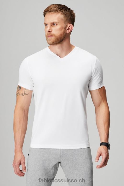 Hommes le col v 24-7 B0B6R3494 blanc classique Fabletics