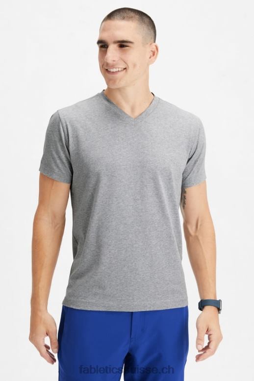 Hommes le col v 24-7 B0B6R3499 gris chiné classique Fabletics