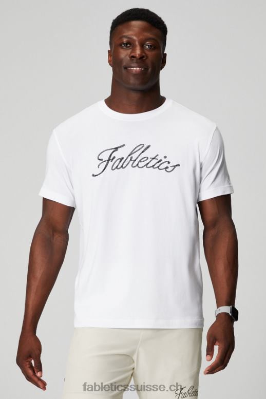 Hommes le tee 24-7 184 B0B6R3541 point de chaînette blanc classique Fabletics
