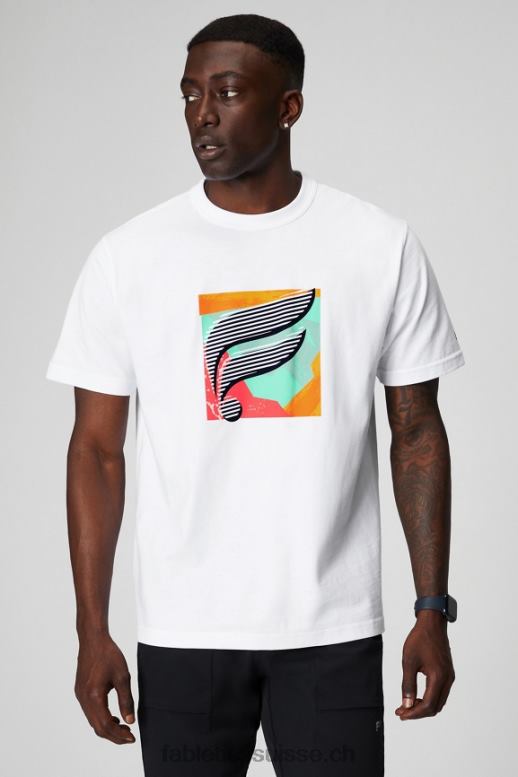 Hommes le tee-shirt r&r B0B6R3520 blanc classique f multi Fabletics