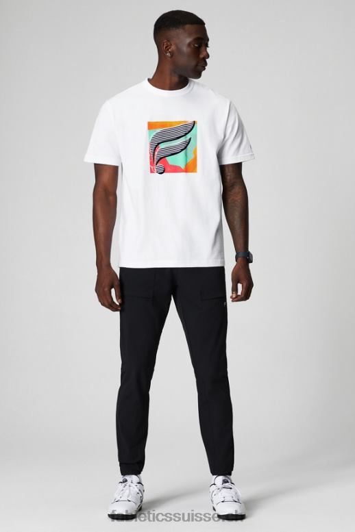 Hommes le tee-shirt r&r B0B6R3520 blanc classique f multi Fabletics