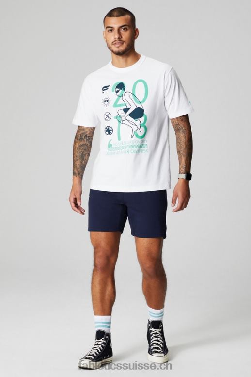 Hommes le tee-shirt r&r B0B6R3522 boulet de canon blanc Fabletics