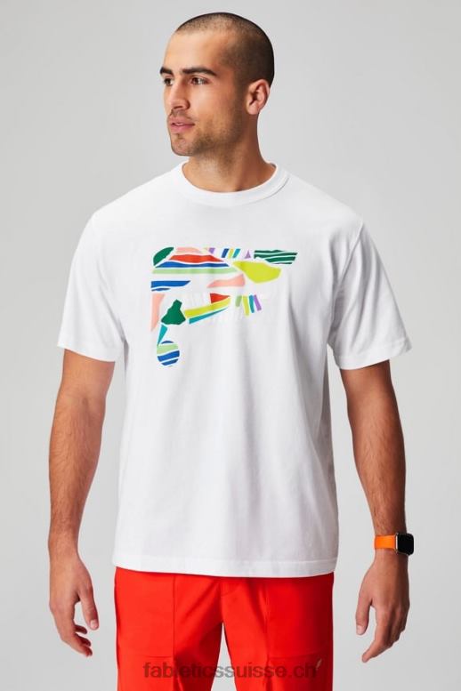 Hommes le tee-shirt r&r B0B6R3523 collage blanc classique Fabletics
