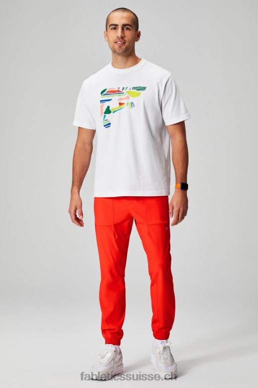 Hommes le tee-shirt r&r B0B6R3523 collage blanc classique Fabletics