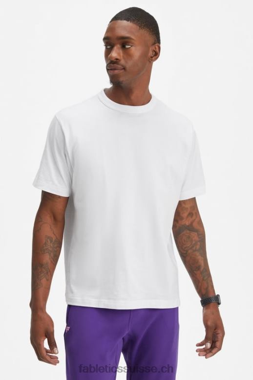 Hommes le tee-shirt r&r B0B6R3528 blanc classique Fabletics