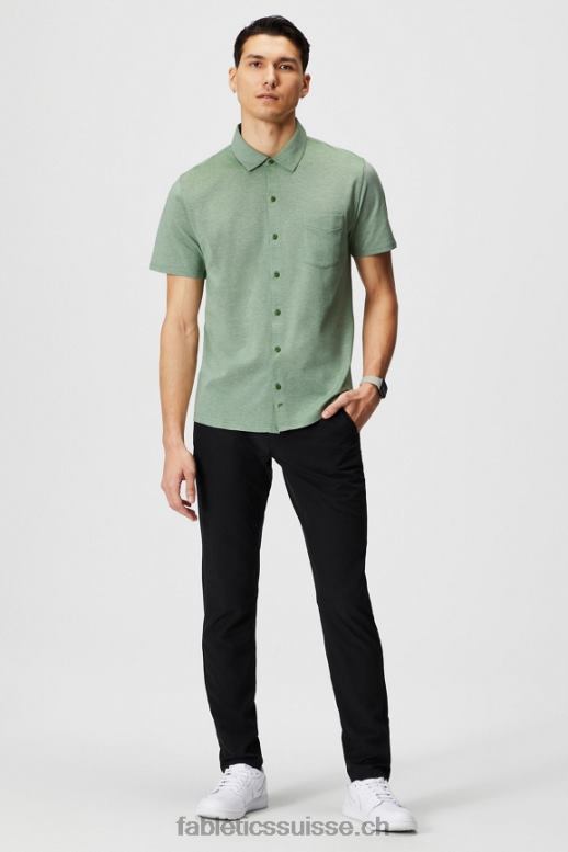 Hommes le tiret boutonné à manches courtes vers le haut B0B6R3538 bruyère néo olive Fabletics