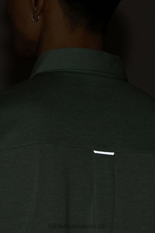 Hommes le tiret boutonné à manches courtes vers le haut B0B6R3538 bruyère néo olive Fabletics