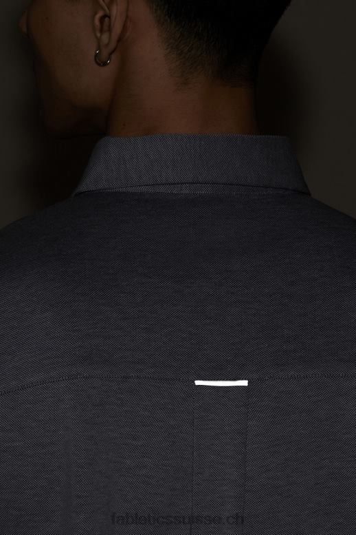 Hommes le tiret boutonné à manches courtes vers le haut B0B6R3540 bruyère bleu marine profond Fabletics