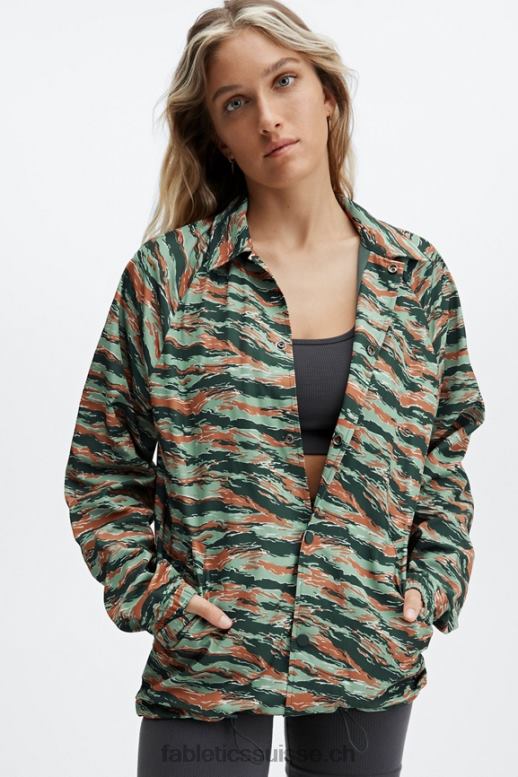 Hommes la seule veste d\'entraîneur B0B6R3645 grand camouflage de tigre Fabletics
